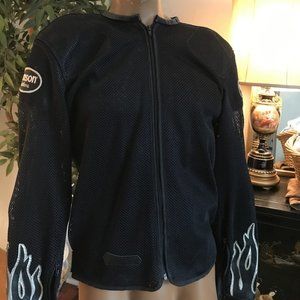 VANSON - LEATHER/CORDURA MESH WITH FLAME DETAIL - CAFE JACKET